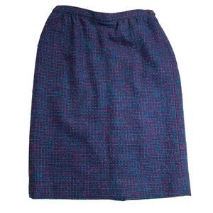 Vintage Pendleton Pencil Skirt Women's Size 14P Purple Pink Plaid Virgin Wool